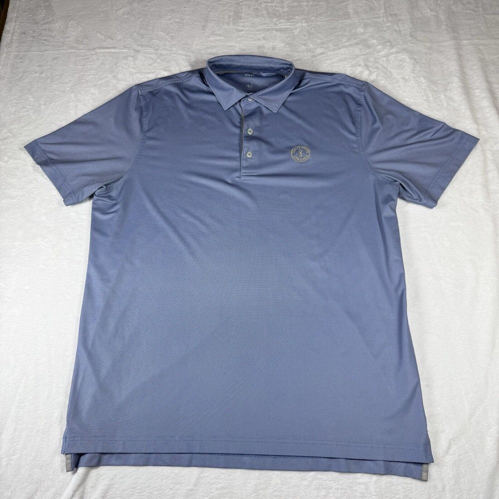 Johnnie O Polo Shirt Men's Large Blue Check Performance‎ Moisture Wicking